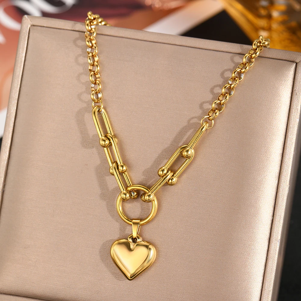 DGIDDK الفولاذ المقاوم للصدأ تصميم تحسس ثلاثي الأبعاد الخوخ القلب قلادة قلادة الإناث مزاجه هدايا مجوهرات الأزياء