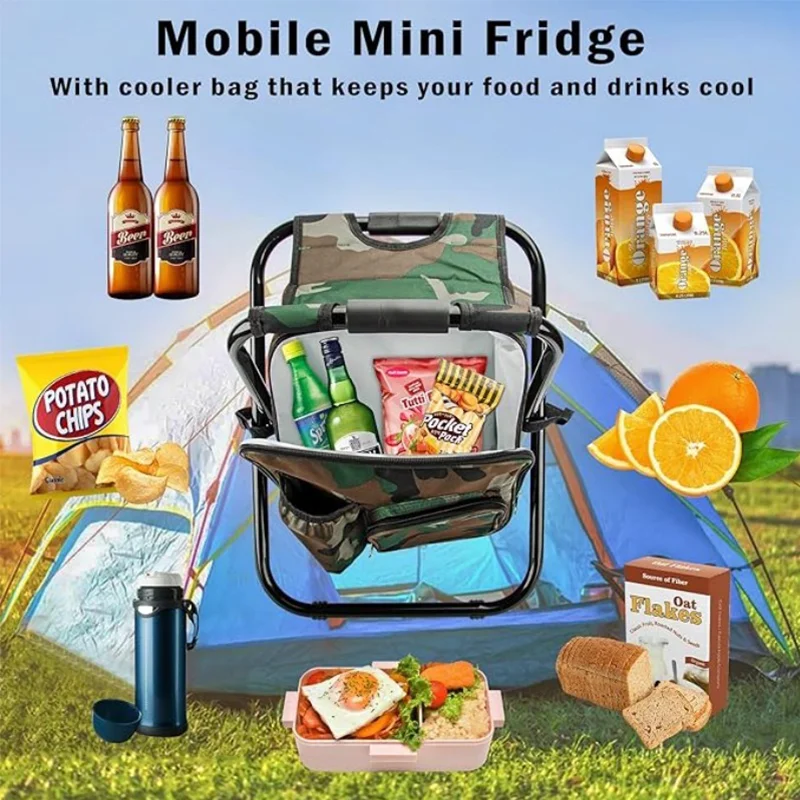 

2 in 1 Folding Fishing Chair Bag Fishing Backpack Chairs Stool Convenient Wear-resistantv for Outdoor Hunting Climbing Equipment