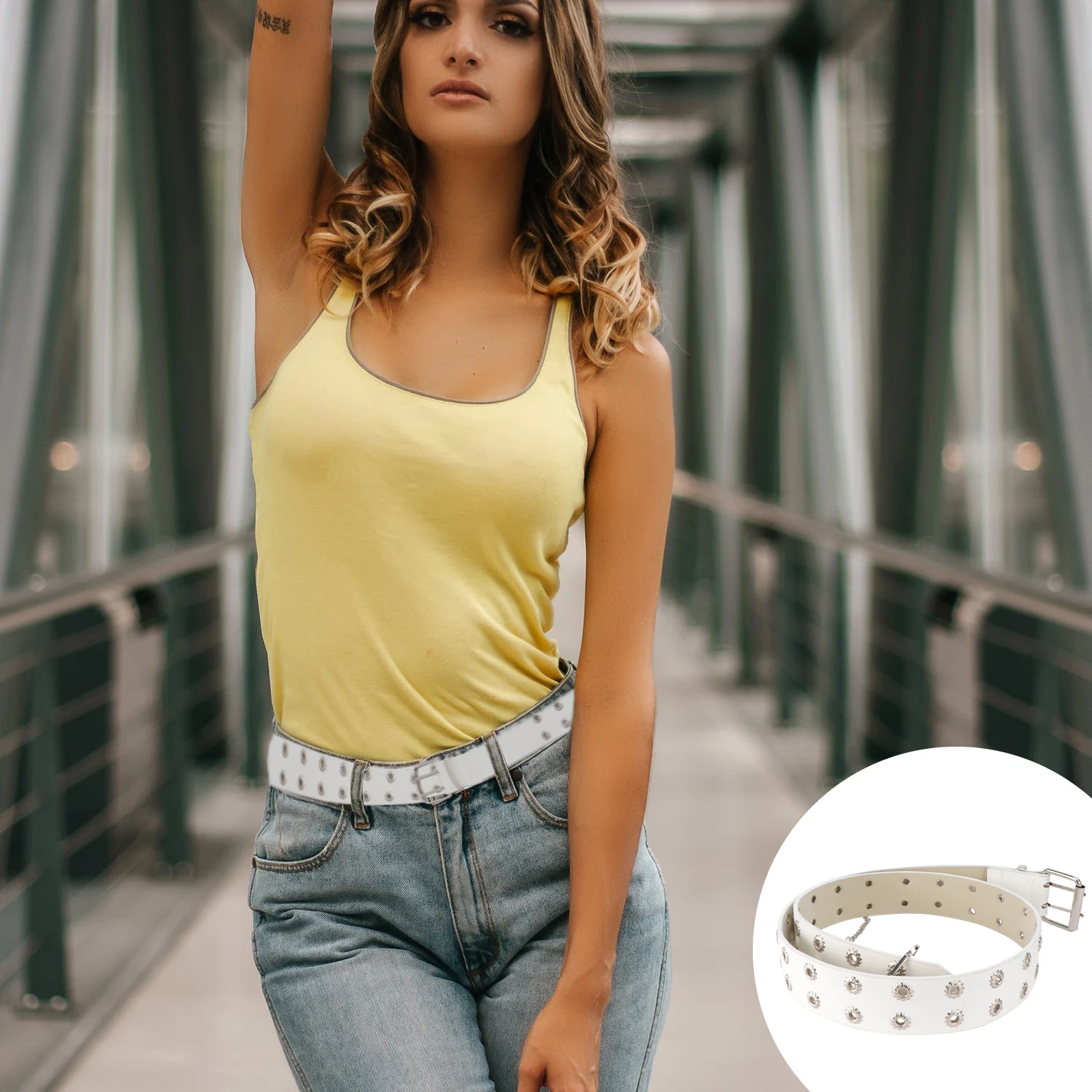 

Double Breasted Toothed Belt Fashion Waistb Jeans Gear Shaped Women Dress Accessory Premium Material Smooth Comfortable Strong