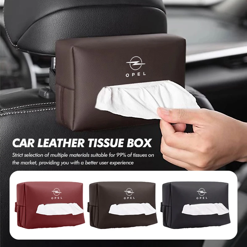 

Vehicle Leather Tissue Holder Car Hanging Tissue Box With Zipper For Opel Astra H G J Insignia Corsa Zafira Meriva Mokka