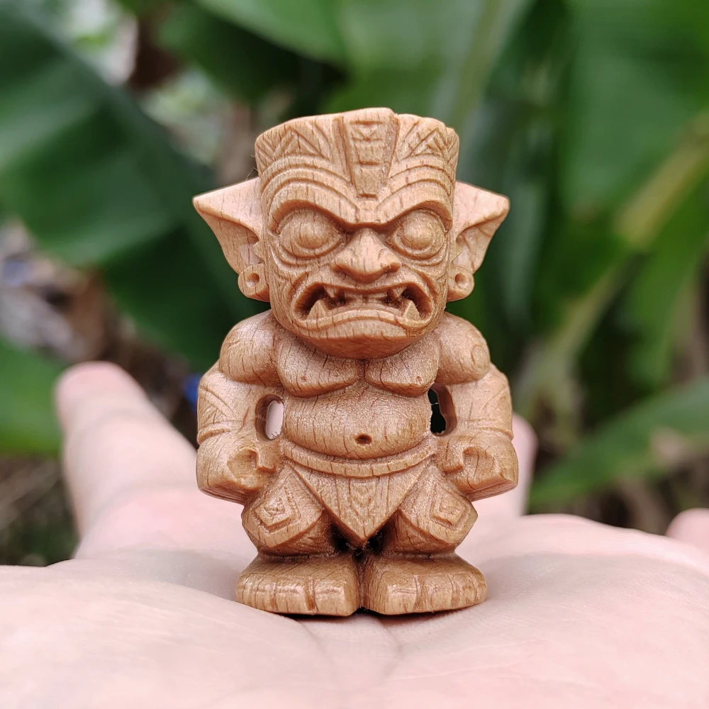 1.8 Inch Hand-Carved Wooden Gnome Figurine Ornament, Ethnic Style, Suitable for Holiday Decorations, Tabletop Decorations, Home Decor, Living Room, Office, New Year Gifts, Christmas Gifts