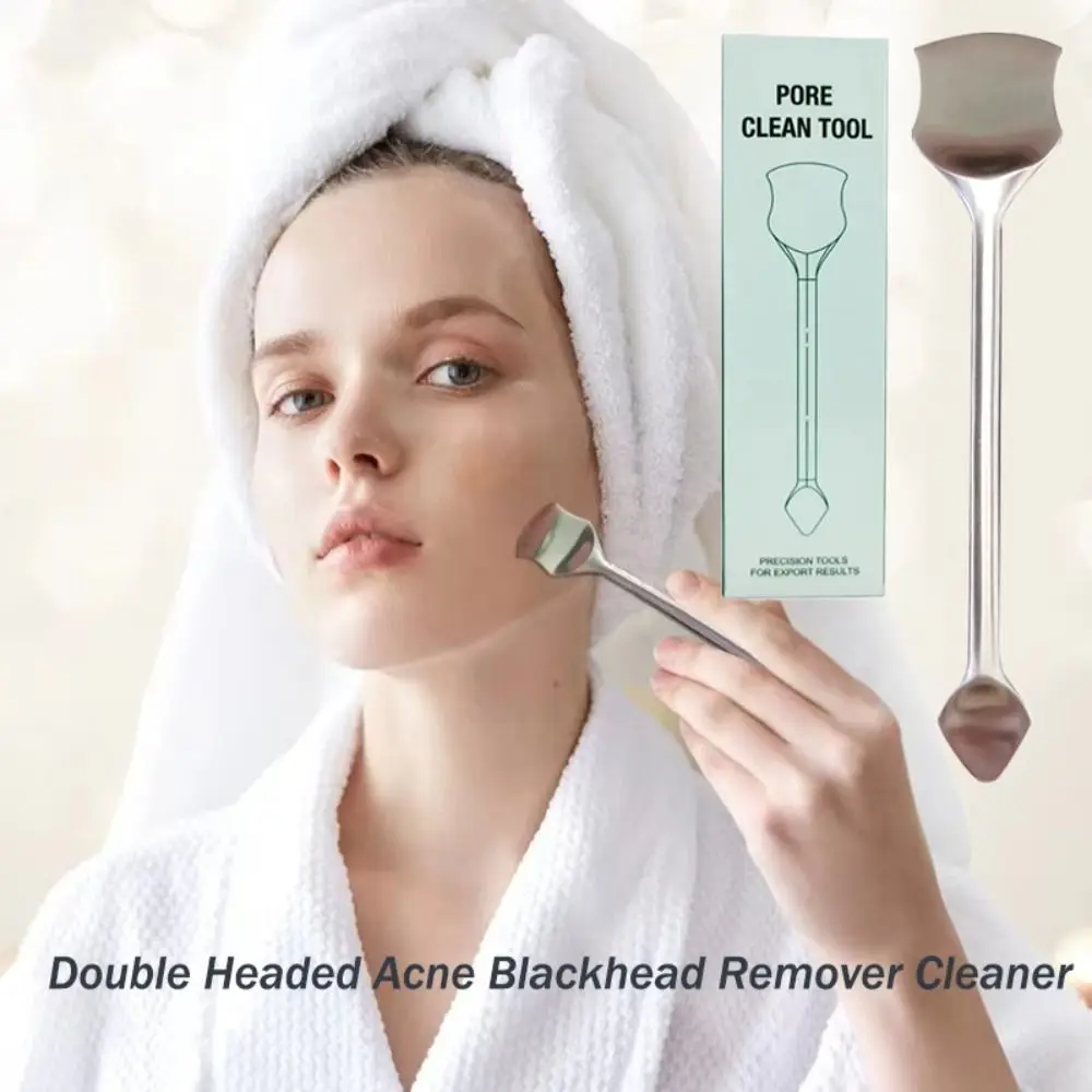 Removedor de cravo de cabeça dupla, limpador de aço inoxidável, cuidados faciais, removedor de acne, ferramenta de cuidados com a pele, maquiagem, imperdível