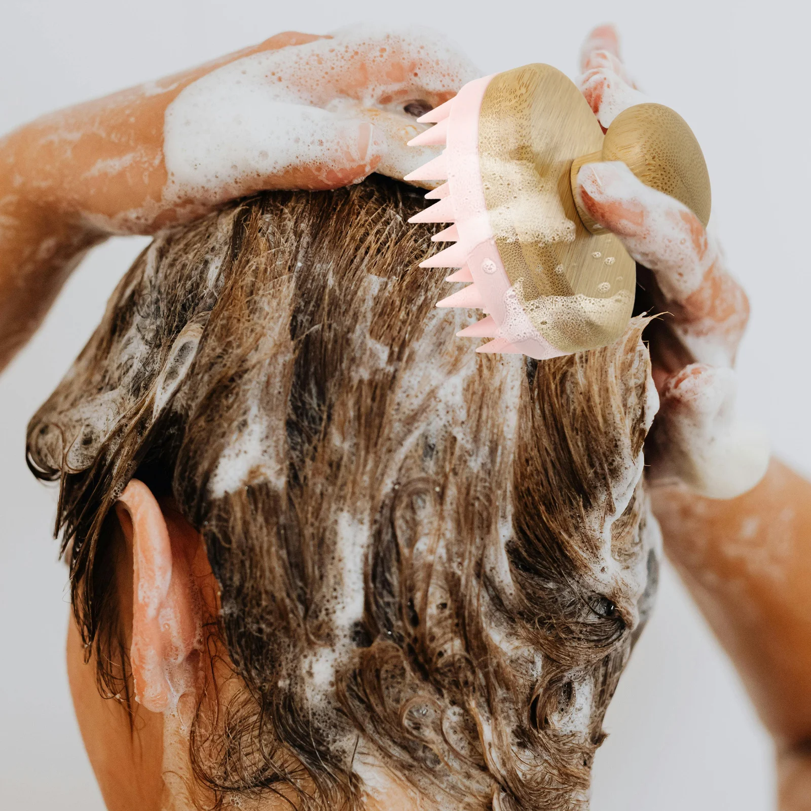 

Scalp Massager Shampoo Brush Soft Bamboo Bristles Deep Clean Hair Scrubber For Dandruff Shower Tool Bath Hair Care Brush