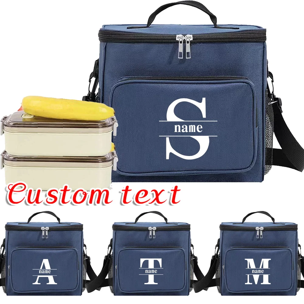 

Персонализированное индивидуальное имя, сумка для обеда на одно плечо, термоизолированные сумки для еды, практичная сумка для еды для пикника, бенто, большая вместимость