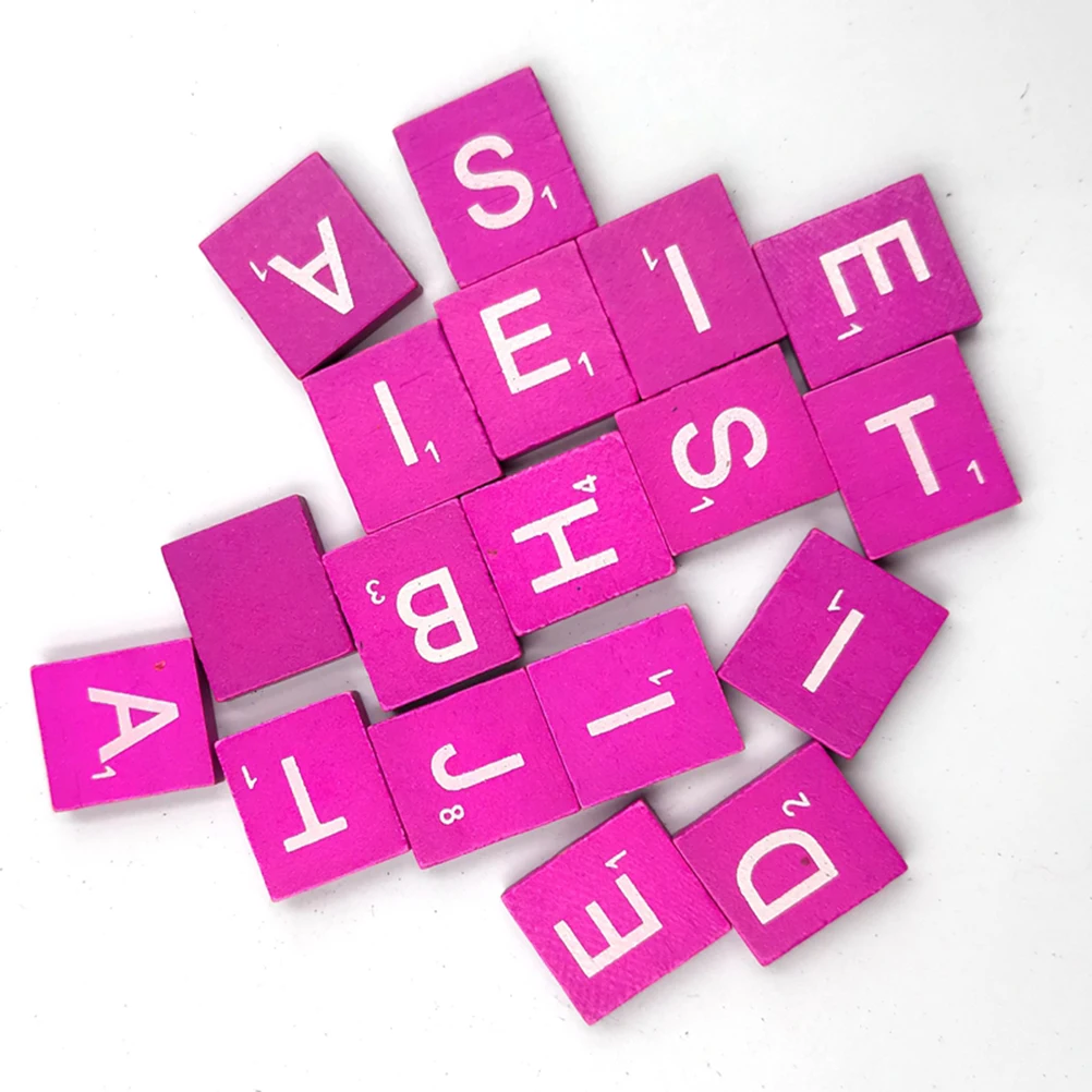 100 Stück Alphabet-Puzzle Natürliche Rosa Holzwürfel für Basteln DIY Kinder-Lernspiel Baby-Holzchips Pädagogisches Spiel