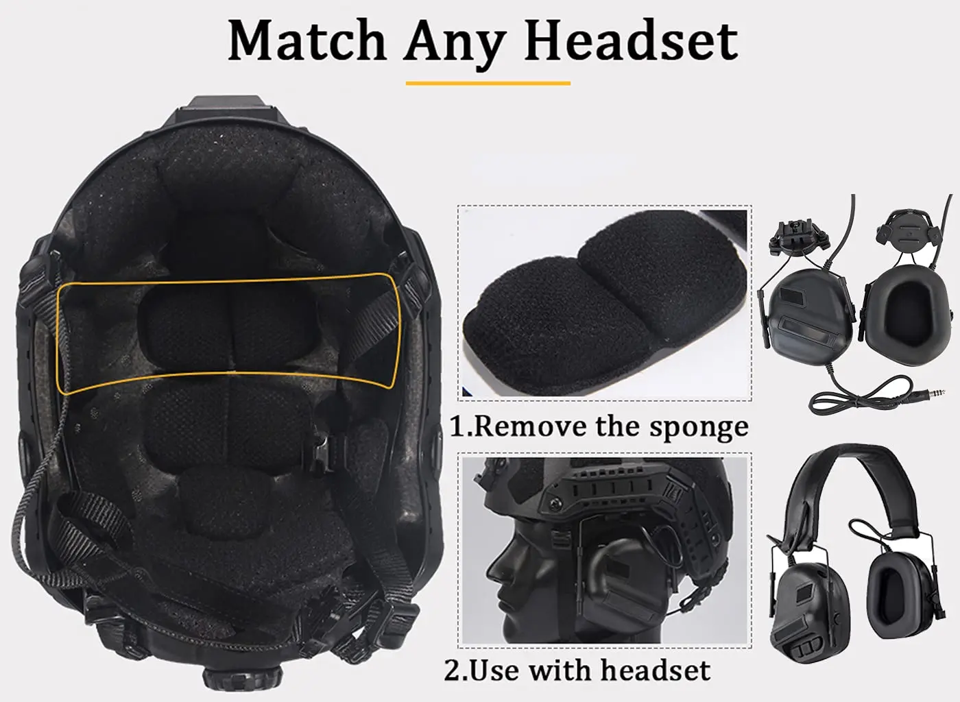 Heavy-Duty Tactical Helmet Set, with Paintball Mask & Telescope Model & Soundproof Headphones, Aluminum Alloy L4G24 NVG Mount