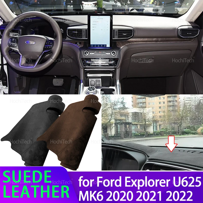 Für Ford Explorer U625 MK6 2020 2021 2022 Liner Anti-Rutsch-Matte Anti-UV Wildleder Leder Dashboard Abdeckung Pad Sonnenschirm Dashmat