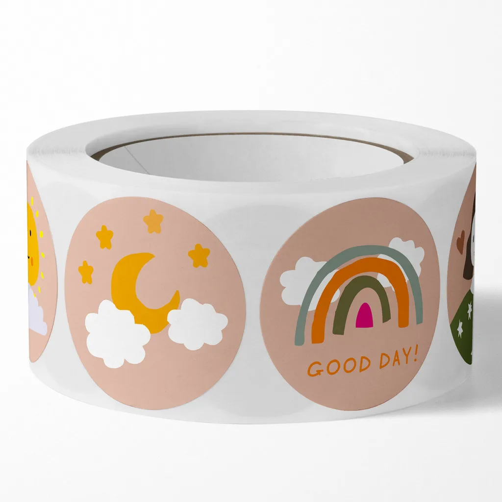 500 ملصق/لفة ملصقات كرتونية عتيقة مستديرة - شارات تصميم فتاة لطيفة لختم التعبئة والتغليف وتسجيل متجر YourLife #5