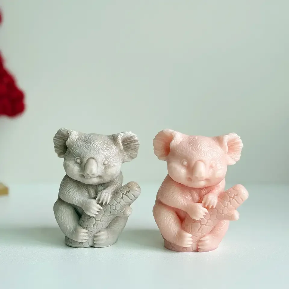 3D Koala & Zylindrische Kerzen-Silikonform Katze & Schildkröte Epoxidharz DIY-Gießform für Möbeldekoration Gips-Ornamente