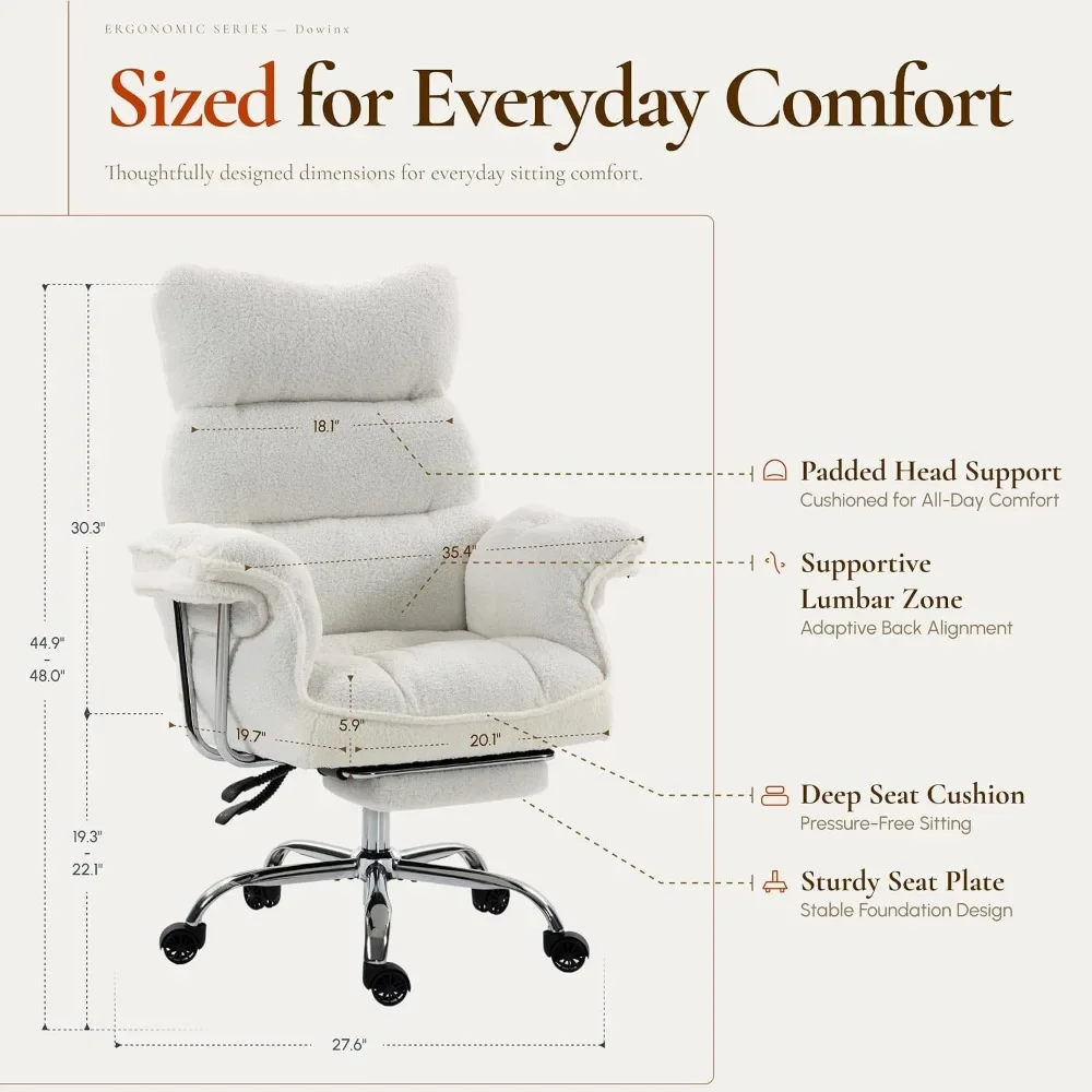 Ergonomic Big and Tall Office Chair with Thick Cushion, Wide Seat, Armrests, and Footrest
