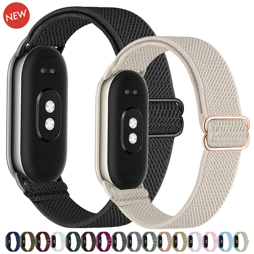 Geflochtener Riemen für Xiaomi Mi Band 8 elastische Nylon Solo Loop verstellbare Uhren armbänder Ersatz Correa Armband für Miband 8 NFC