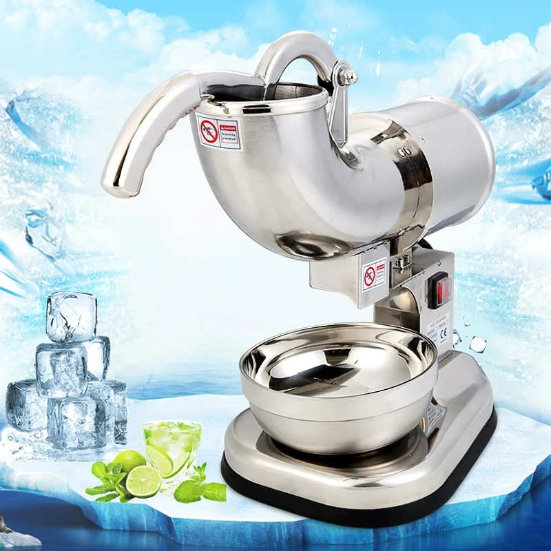 Ice Crushers Machine 220lbs Per Hour Electric Snow Cone Maker 2 Blades Stainless Steel Shaved Ice Machine