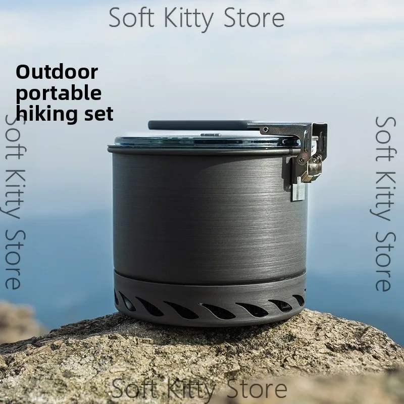 Hiking portable individual pot efficient energy gathering ring outdoor cooking stove pot camping cooker