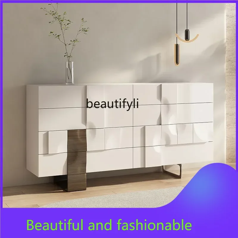 

xz1Italian eight-bucket cabinet light luxury modern dining side Nordic living room storage chest bedroom storage