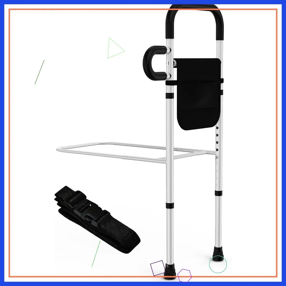 Adjustable Bed Safety Rails for Seniors - Sturdy Support up to 330 Lbs, Easy Setup with Storage Pocket