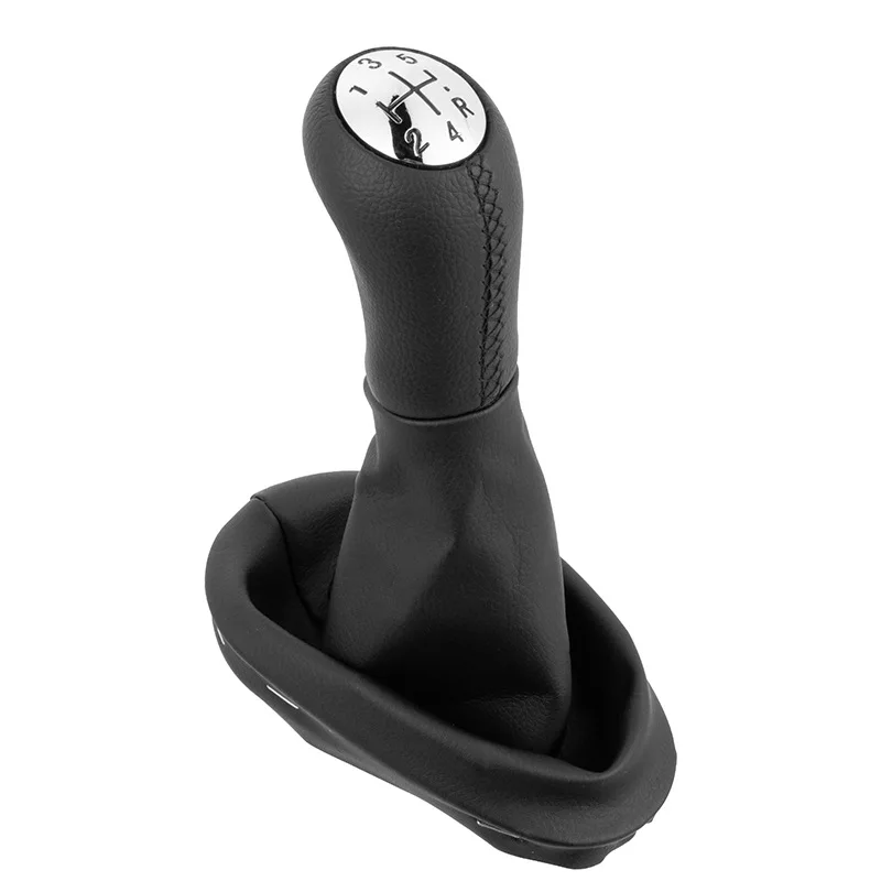 Perilla de palanca de cambios de coche, accesorio de palanca de cambios de cuero ABS para Renault Clio 2 3 Megane 2 Scenic 2 Kangoo 5 velocidades