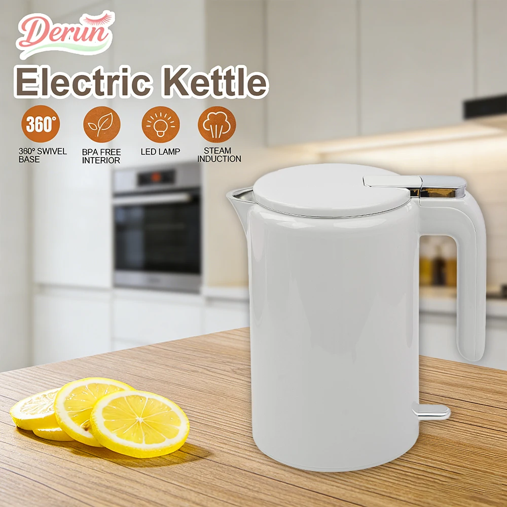 

Электрический чайник из нержавеющей стали 304, 2,0 л, двухслойный, с защитой от ожогов, автоматическим отключением и защитой от выкипания