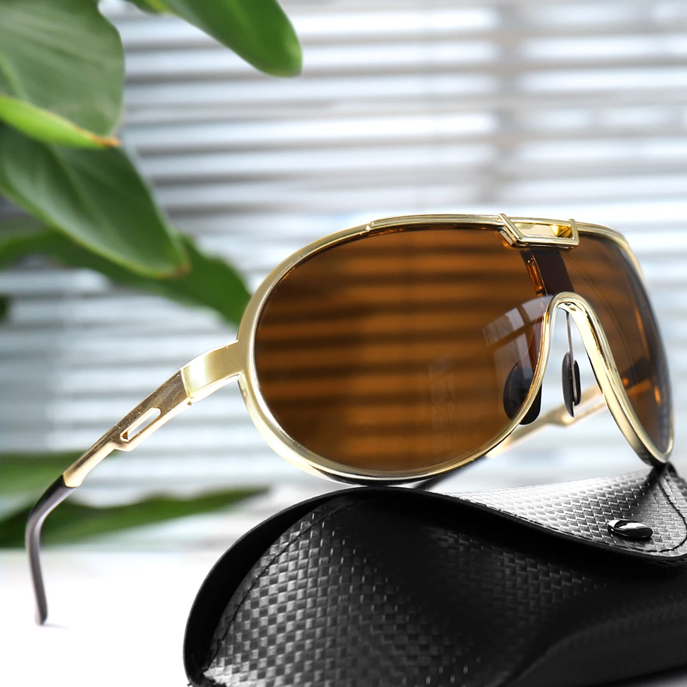 Trendige runde modische Sonnenbrille, Unisex, lässig, winddicht, UV-Schutz, Sonnenbrille für Selfie, Party, Reisen, mit Box – Detail 7