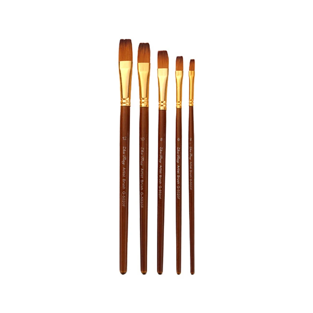 

5pcs Linen Rod Oil Painting Brushes Suitable for Beginners Hobbyists Professional Artists Students Versatile Nylon Miniature