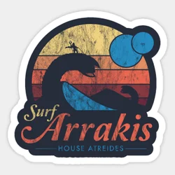 Visit Arrakis Vintage Distressed Surf Dune Sci Fi 5PCS Stickers for Luggage Kid Funny Window Bumper Stickers Car Cartoon Print