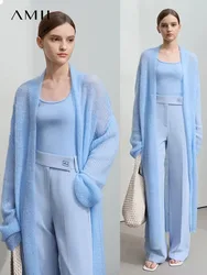 AMII Minimalist Long Sweater Cardigan For Women 2025 Autumn New Casual Office Lady Knitted Coats Loose Female Cardigan 12551045