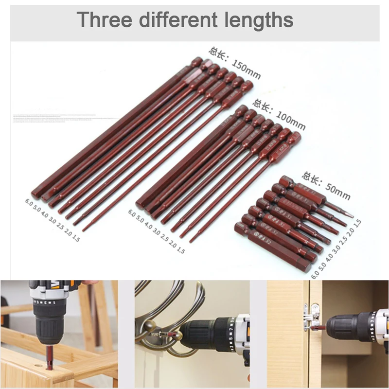 LAOA تطول المغناطيسي سداسية المقبس بت S2 مفك كهربائي الرياح بت 3 4 5 6 مللي متر الحفر الكهربائية سداسية بت