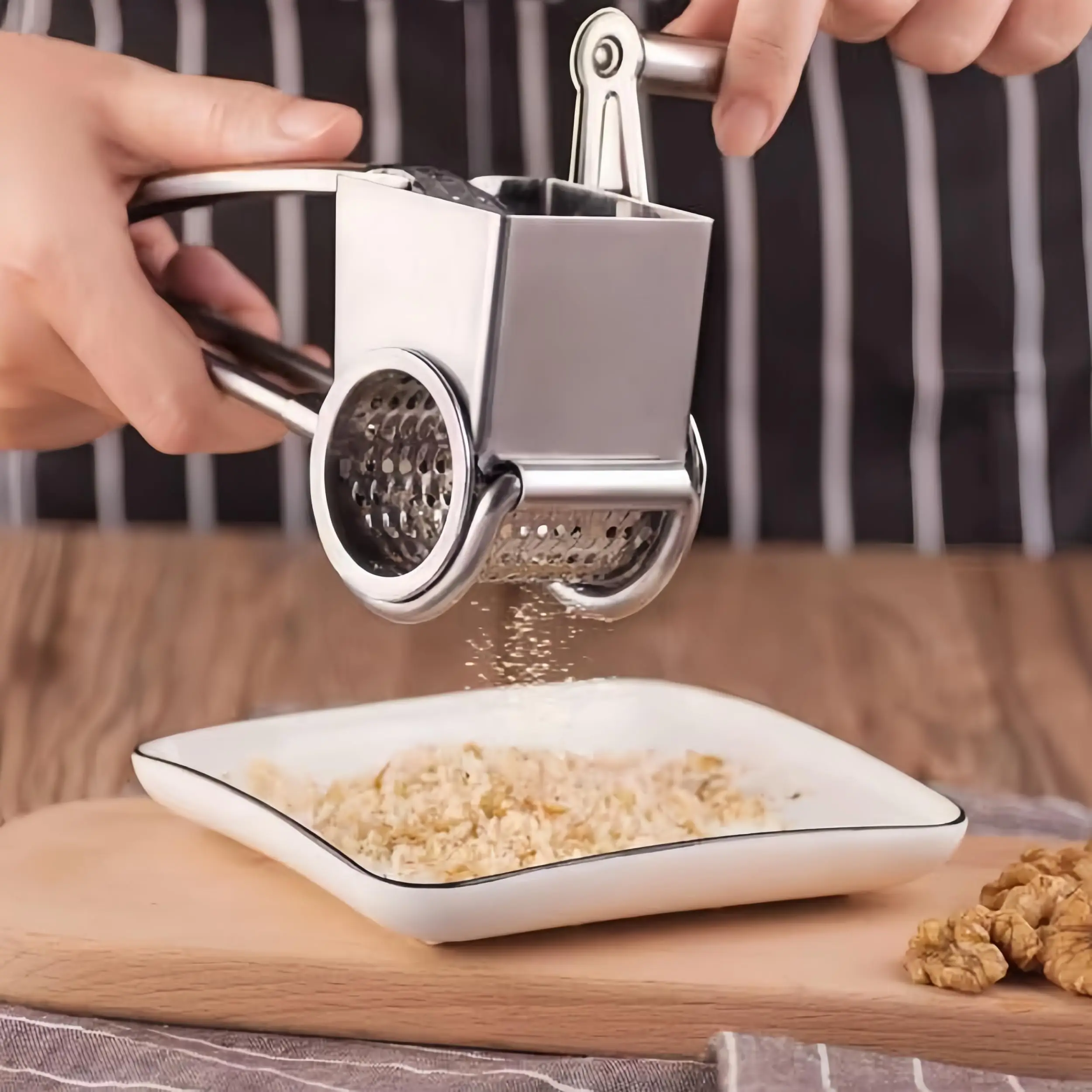 

IK Rotary Cheese Grater Stainless Steel Drum Handheld Grater for Parmesan Vegetables Chocolate Heavy Duty Kitchen Gadget