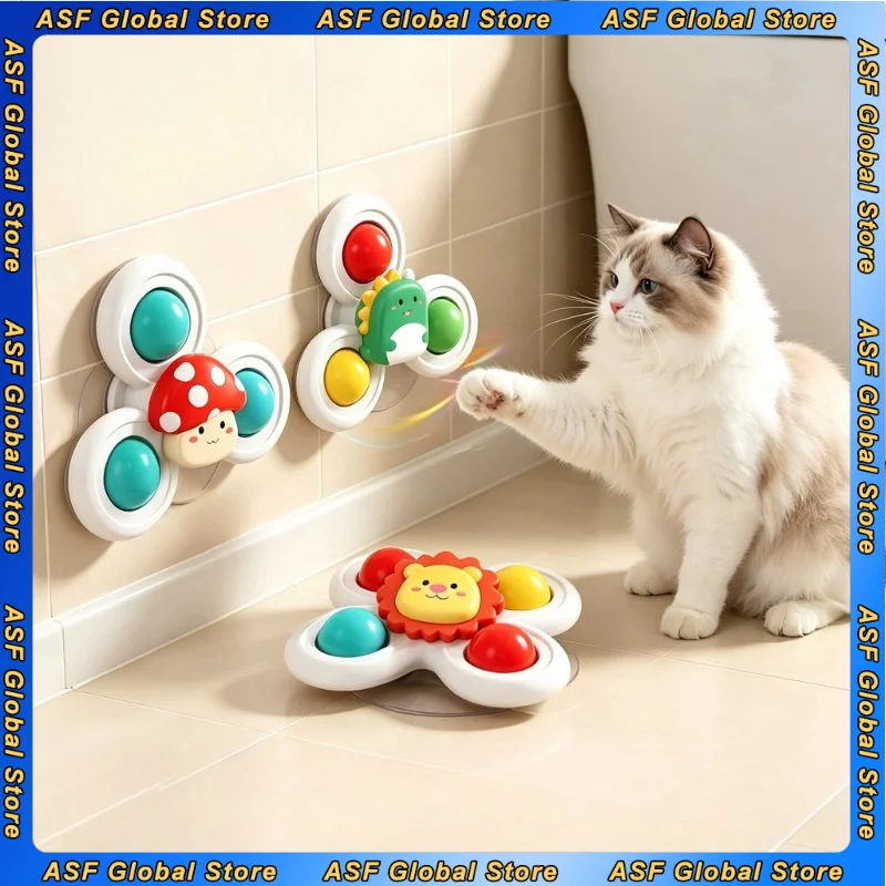 New Cute Suction Cup Spinner Cat Toys A Spinning Windmill That Relieves Boredom and Consumes Energy To Amuse Cats Pet Gift Toy