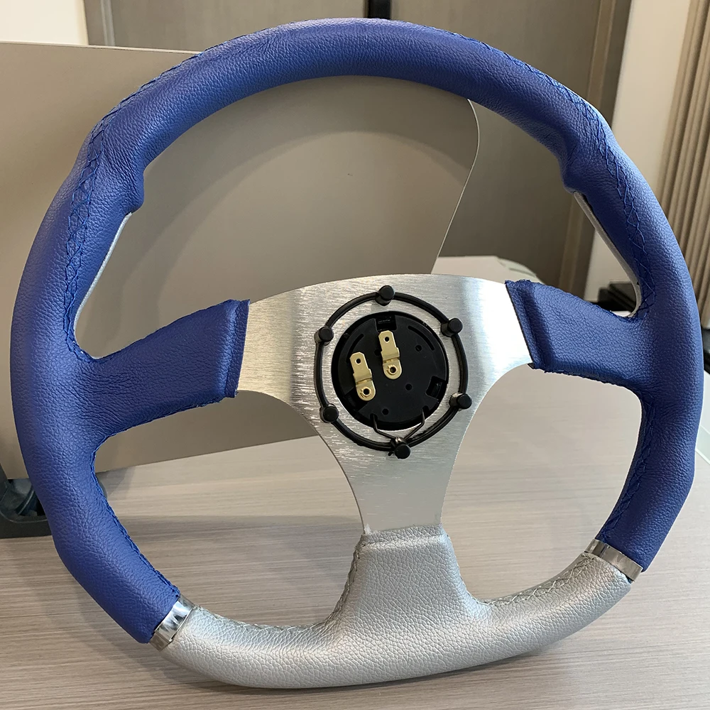 Universal  TIYPEOR 14 inch 350mm Blue PVC Simple Car Modification Steering Wheel