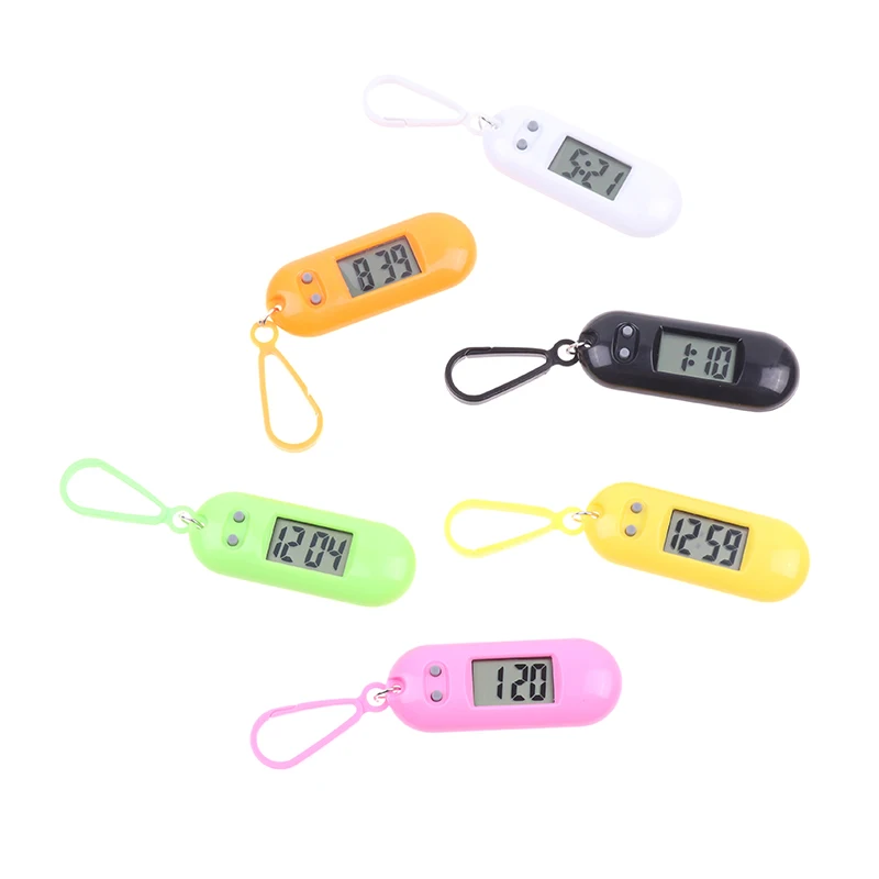 Mini Electronic Student Oval Digital Watch Unisex Student Electronic Clock Keychain Table Time Display Clock Hanging Keychain