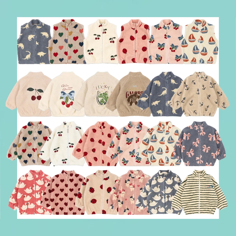 

2025 New Autumn Children's Jacket Konges Slojd Winter Boys and Girls Corduroy Printed Jacket Kids Europe Children's Clothing