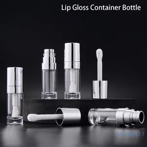 1Pcs Empty Portable 10ml Lip Gloss Tube Plastic Lip Glaze Tubes Coarse Bristle Brush Full Clear Transparent Container