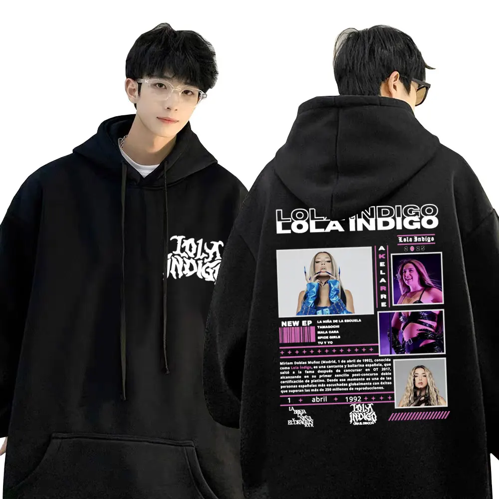 

Singer Lola Indigo Double Sided Print Hoodie Men Women Casual Loose Oversized Sweatshirt Men's Fashion Vintage Tracksuit Hoodies