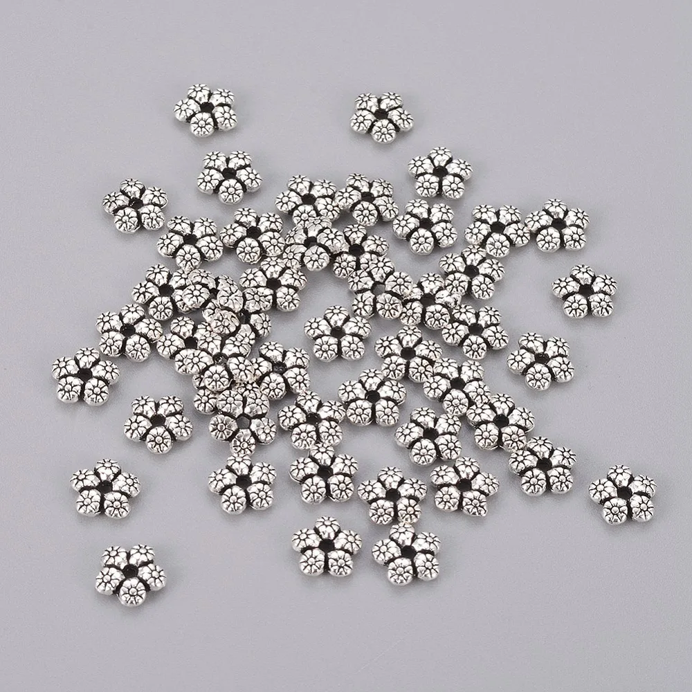 2000 pcs Tibetan Style Alloy Spacer Beads Flower Shape  Antique Silver Color For Making DIY Jewelry Bracelet Necklace Earring