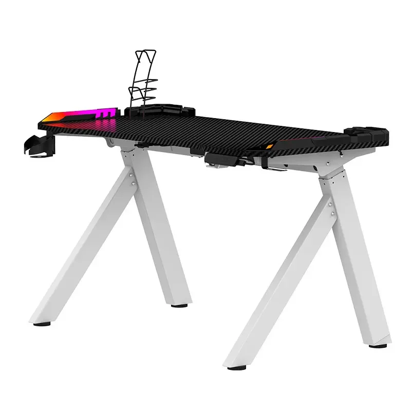 Ergonomics Angled Electric Height Adjustable Gaming Desk With RGB Lighting