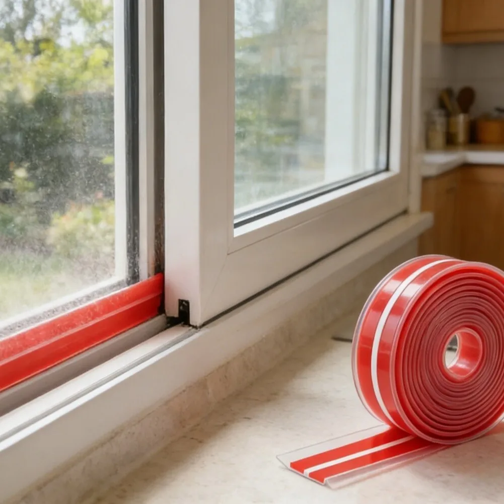 

Silicone T Shape Draft Stopper Seal 40 ft Total 2 Rolls Red for Windows Gaps Sliding Doors Temperature Control