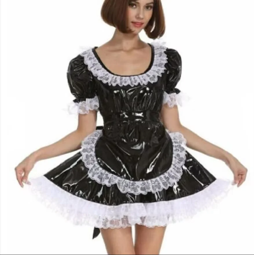 

Hot Selling French Sissy Maid Multicolor Optional Skirt Round Neck Apron Low Waist Tight Gothic Dress Role-playing Customizatio