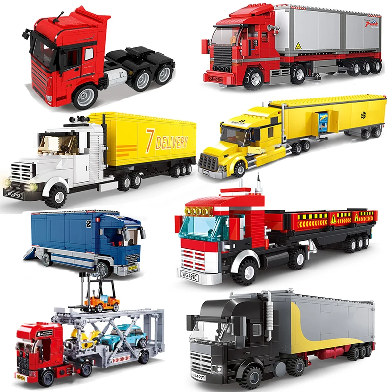 2022 City Speed Formula Transporter Bricks Big Cargo Truck Blocks Building Car Figures Set Vehicle Model Childrens Toys Gift