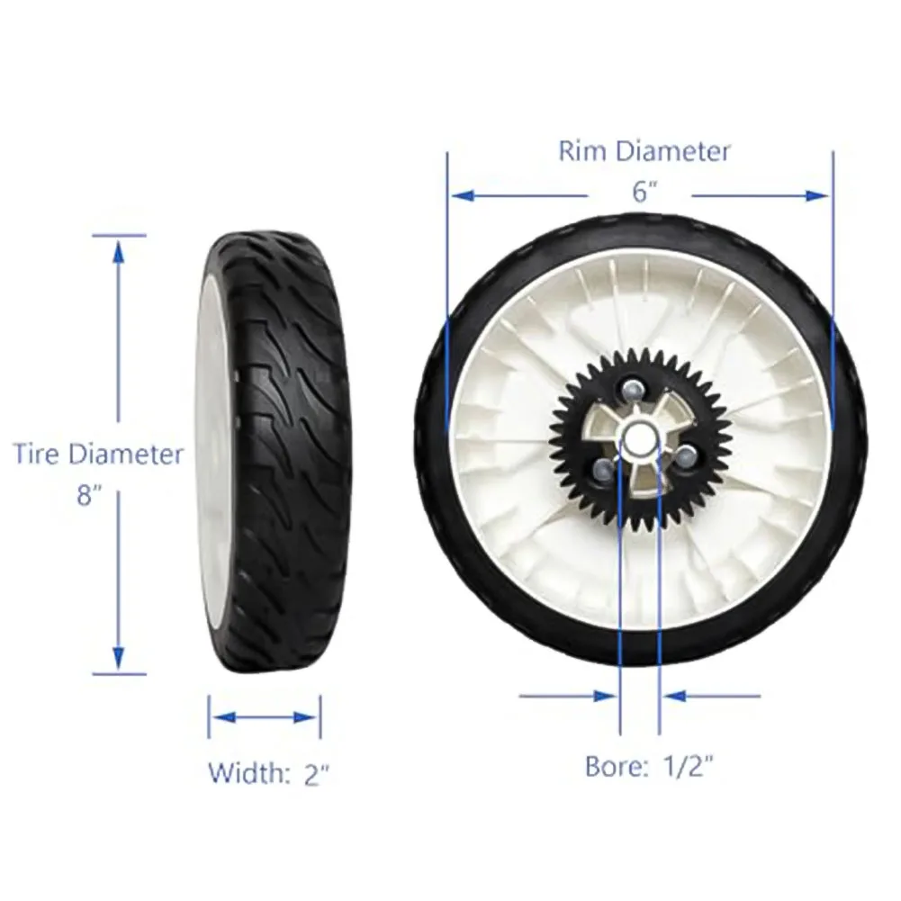 ل Toro 22 بوصة إعادة تدوير دفع جزازة العجلات الخلفية استبدال 8 بوصة قطر يناسب نموذج 20332 20333 20334 20352 #1