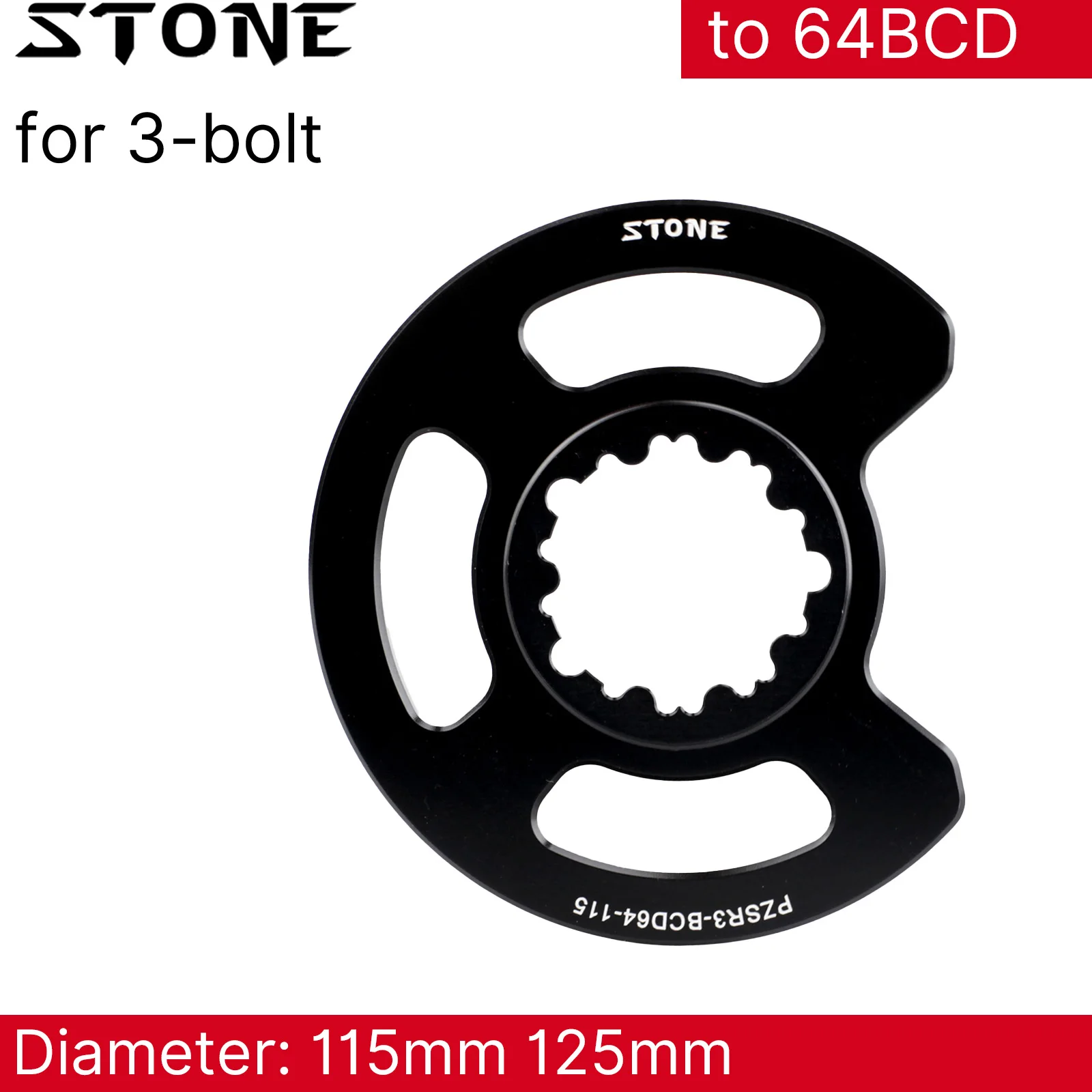 Stone 64BCD Chainring Spider Adapter with Integrated Guard for