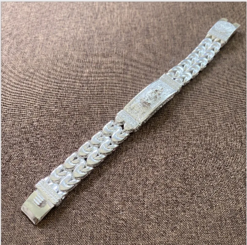 Retro Breites Weizenkorn-Armband Weißes Kupfer Pixiu Geprägt Unisex Glücksbringer Ethnischer Streetwear Armreif Schmuck