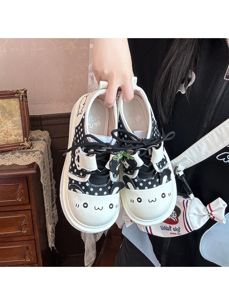

Оригинальная женская студенческая спортивная обувь в стиле Лолиты с кроликом, повседневная обувь для бега на толстой подошве с плоской подошвой