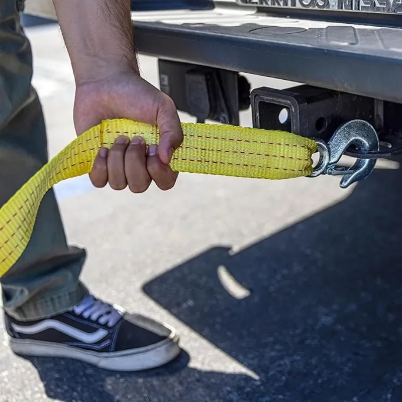 1 Stück für Fahrzeugbergung und Transport: 5M Auto-Abschleppseil, Hochleistungs-8-Tonnen-Anhänger-Doppelteiler-Traktionsgurt mit Haken und Seil – Detail 5