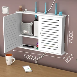 50Cm Wireless Router Storage Box Living Room Socket Wifi Decoration Wall-mounted TV Set-top Box Rack Cable DIY Power Organizer