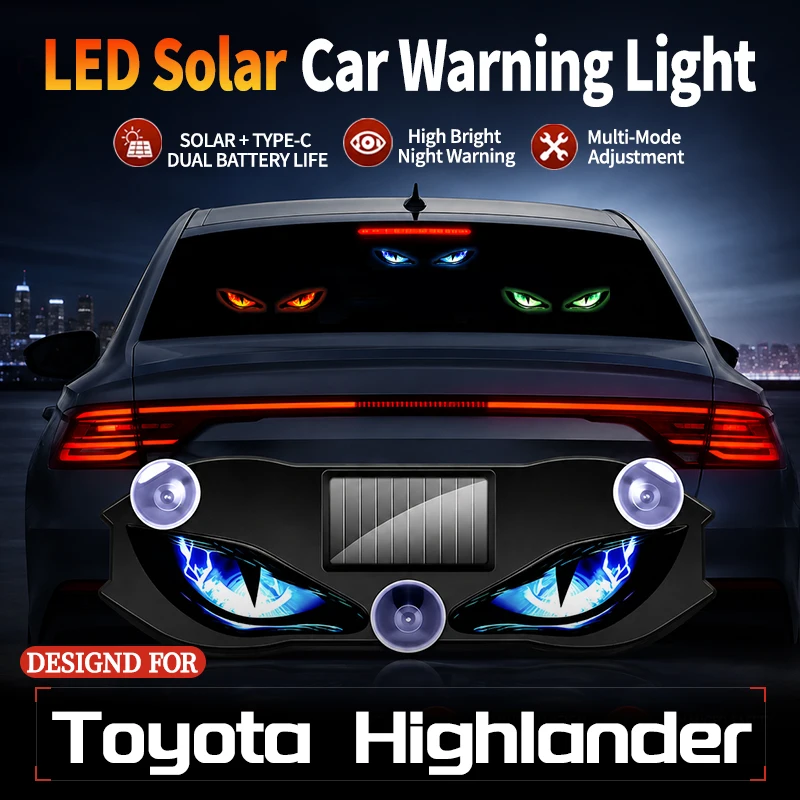 Fits For Toyota Highlander Cute Expression Devil Eye LED Light Dynamic Big Eye Solar Car Light Vehicle Interior Ambient Light