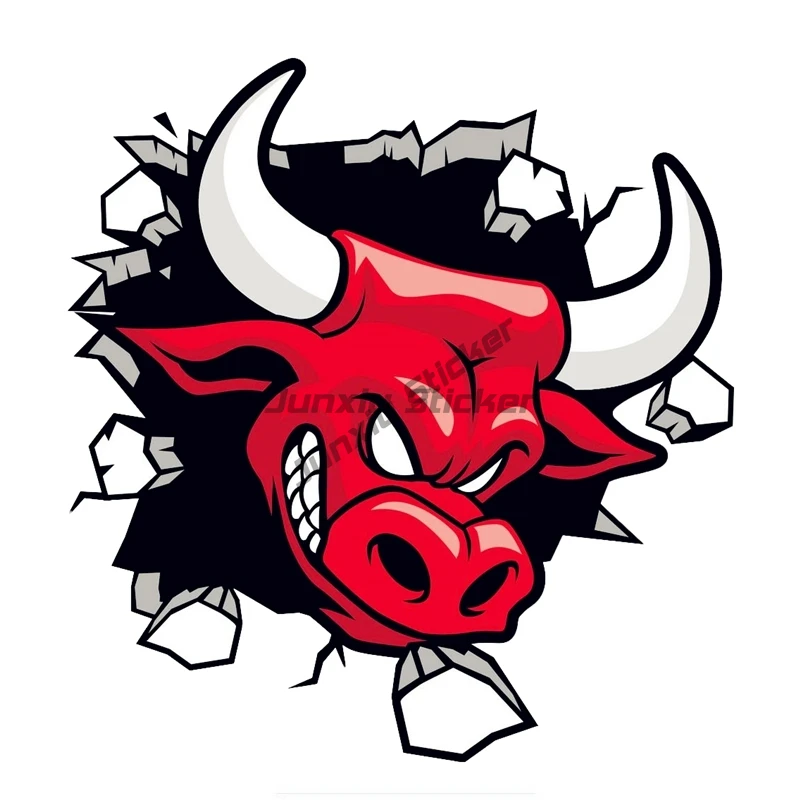 Vinyl Decal Car Sticker Angry Bulls with Circle Waterproof Auto Decors Without Background Car Stickers