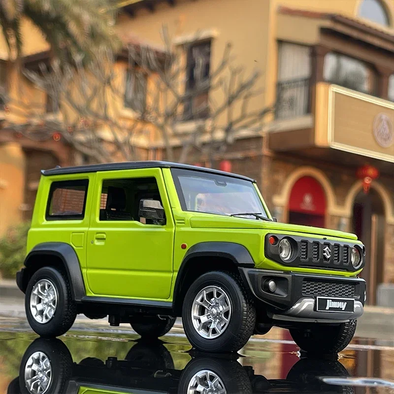 Mainan mobil logam paduan SUZUKI Jimny, ukuran besar 1:18, Model mobil Diecast, mainan logam Model kendaraan Off-Road, suara, simulasi lampu, hadiah mainan anak-anak