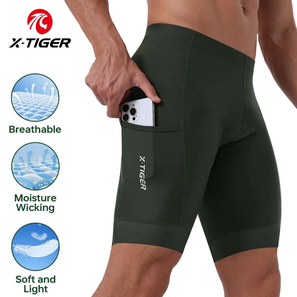 X-TIGER Männer Radhose mit Gesäß tasche 5d Gel gepolsterte Fahrrads horts für Männer Mountain Road Biking Reiten halbe Hosen Strumpfhosen 4