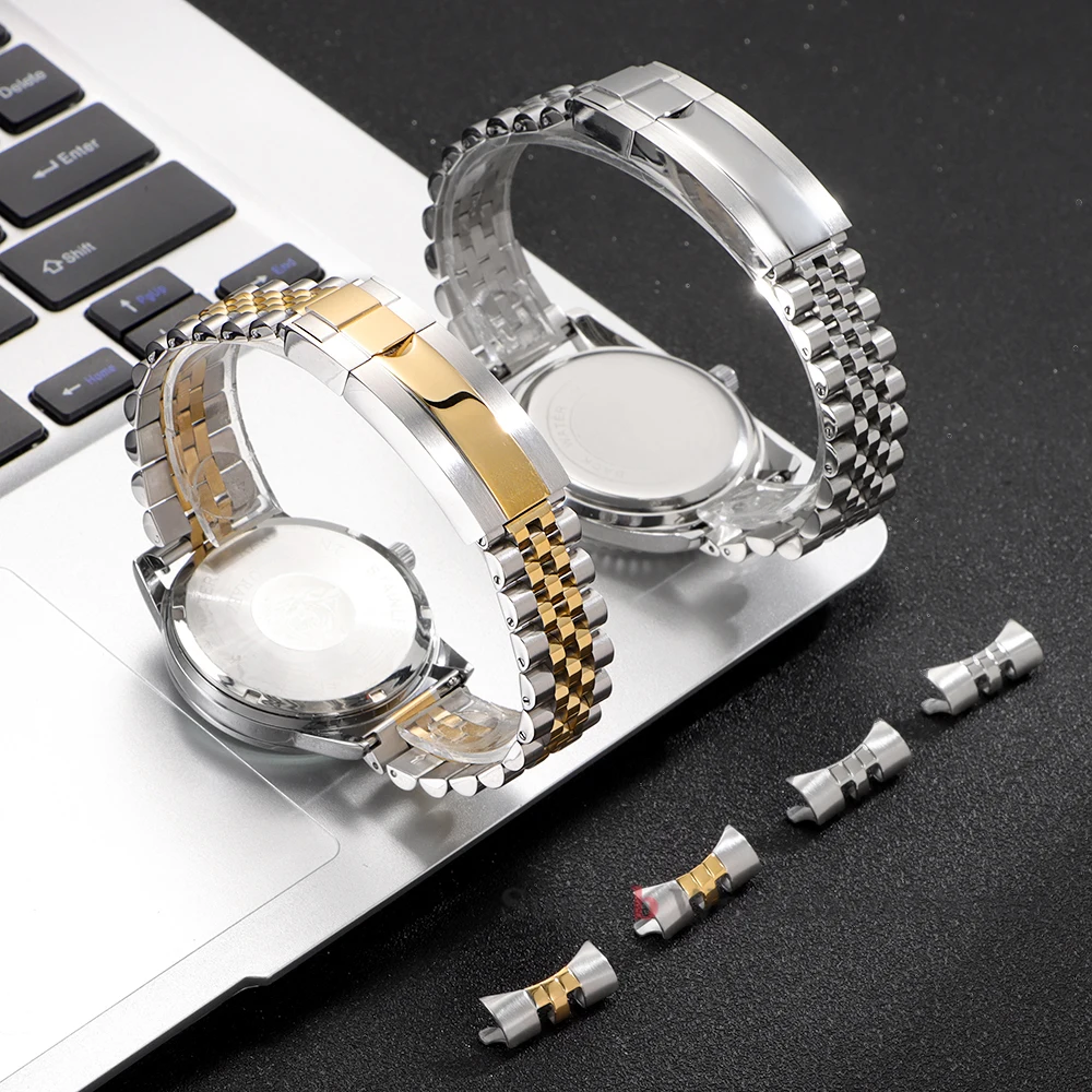 20mm 21mm Jubilee Curved End Watchband for Rolex Sub GMT Yacht Daytona Men's Strap Luxury Watch Bracelet Replacement Accessories