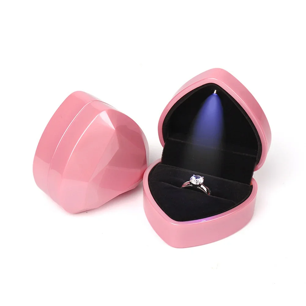 Ringbox mit LED-Licht, Vorschlag, Verlobung, Halskette, Boxen, Schmuck, Geschenk, Rotwein, Ringetui für Hochzeit, Valentinstag, Jahrestag
